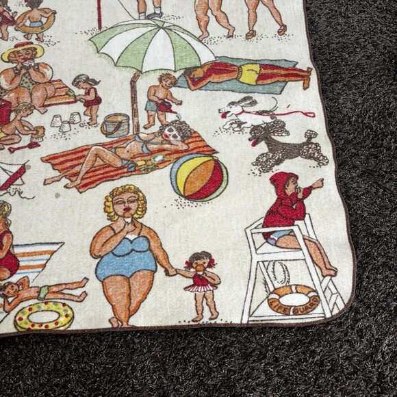 Vintage spring break BEACH SCENE 60s? CARTOON BLANKET vacation Chatham Funny - Picture 8 of 8